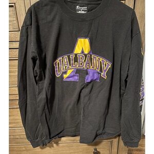 Champion Black Long Sleeve with UAlbany Logo
